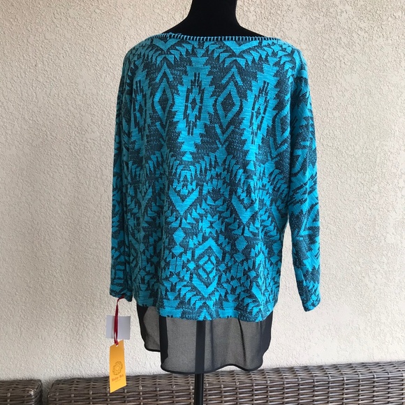 Ruby Rd. Well Traveled Pullover Blue Black Knit XL - Picture 2 of 5